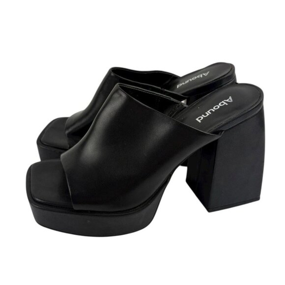 *Vtg 90s Y2K Abound Nevada Chunky Platform Heels Womens 7.5 Black Friends Phoebe - Picture 8 of 14